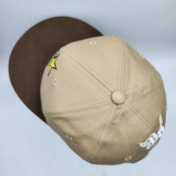 Beer Snobiety Snapback Flatbill Hat Embroidered Green Hop Bomb Logo Tan Brown - Picture 8 of 10